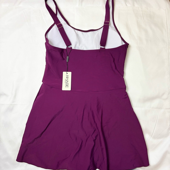 NWT Women's Swimdress Pickleball Tennis Dress Swimsuit Size L Purple - Picture 5 of 7